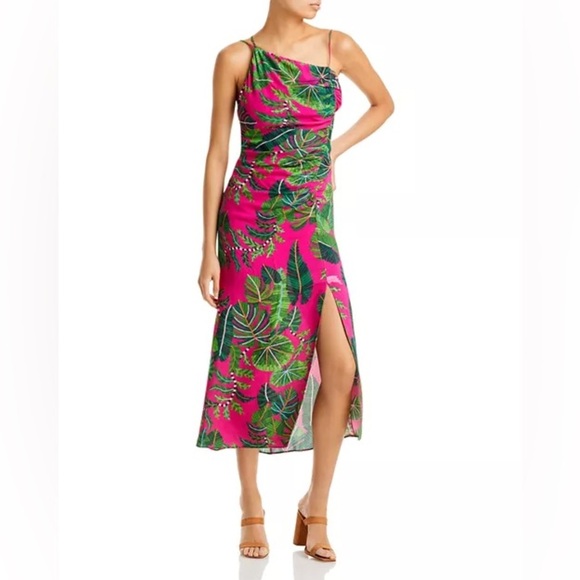 FARM Rio Leaves Asymmetric Midi Dress Size L - Picture 7 of 8